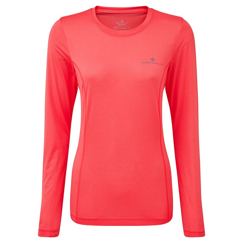 Pink Ronhill women's long sleeve running top with relaxed fit from O'Neills.