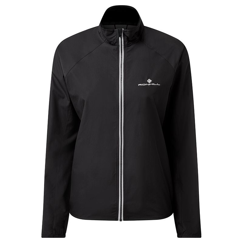 Black Ronhill women's running jacket with full zip from O'Neills.