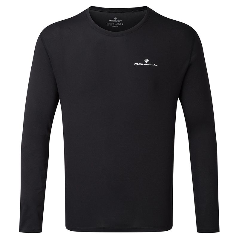 Black Ronhill men's long sleeve running t-shirt with relaxed fit from O'Neills.