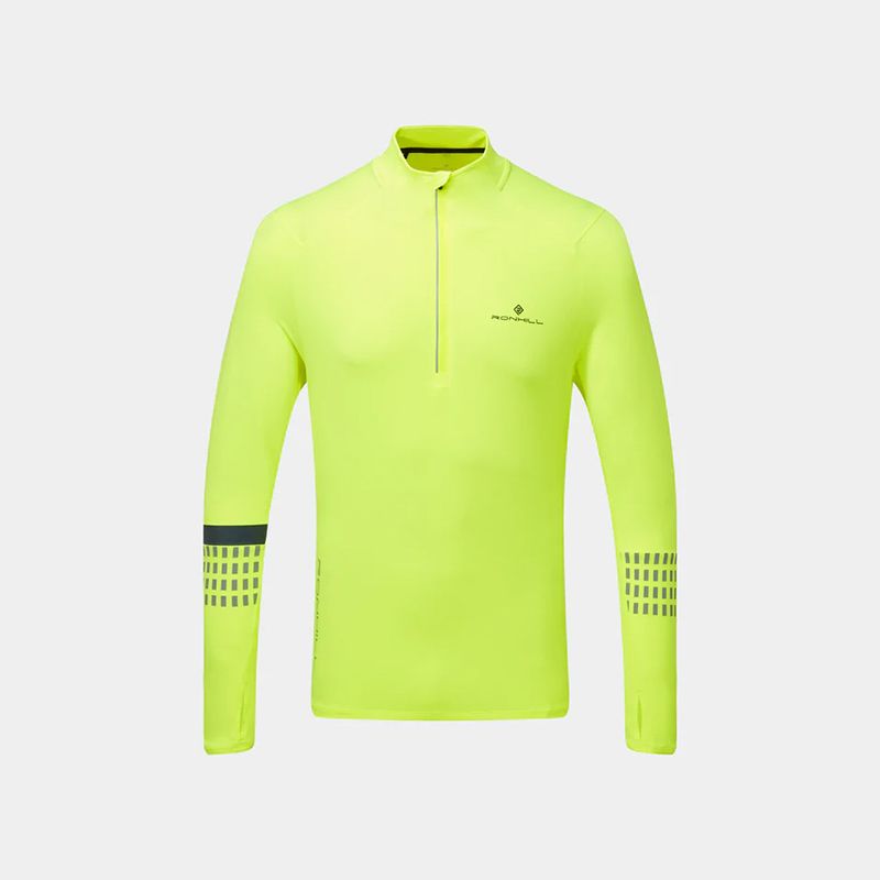 Yellow Ronhill Men's Tech Afterhours Half Zip Top, with Thumb loops from O'Neills.