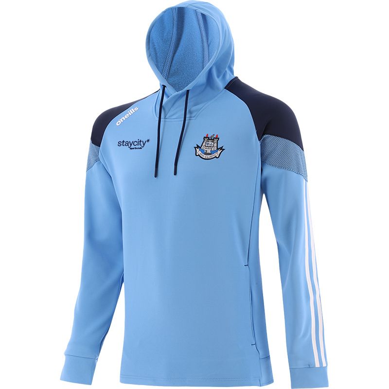 Sky Dublin GAA Men's Rockway pullover hoodie with zip pockets by O’Neills.