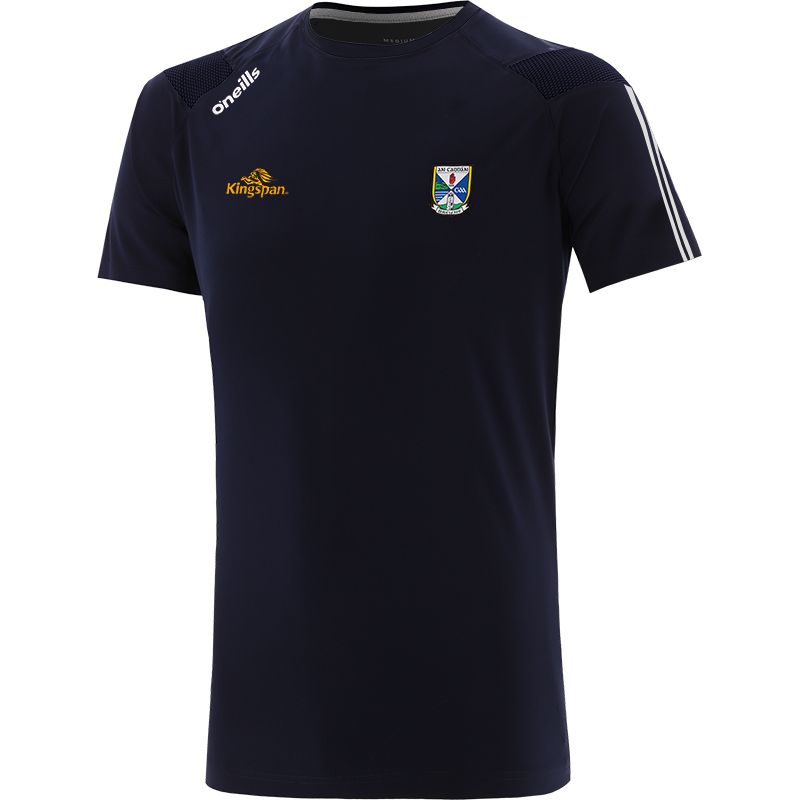 Marine Men's Cavan GAA T-Shirt with county crest and stripes on the sleeves by O’Neills. 