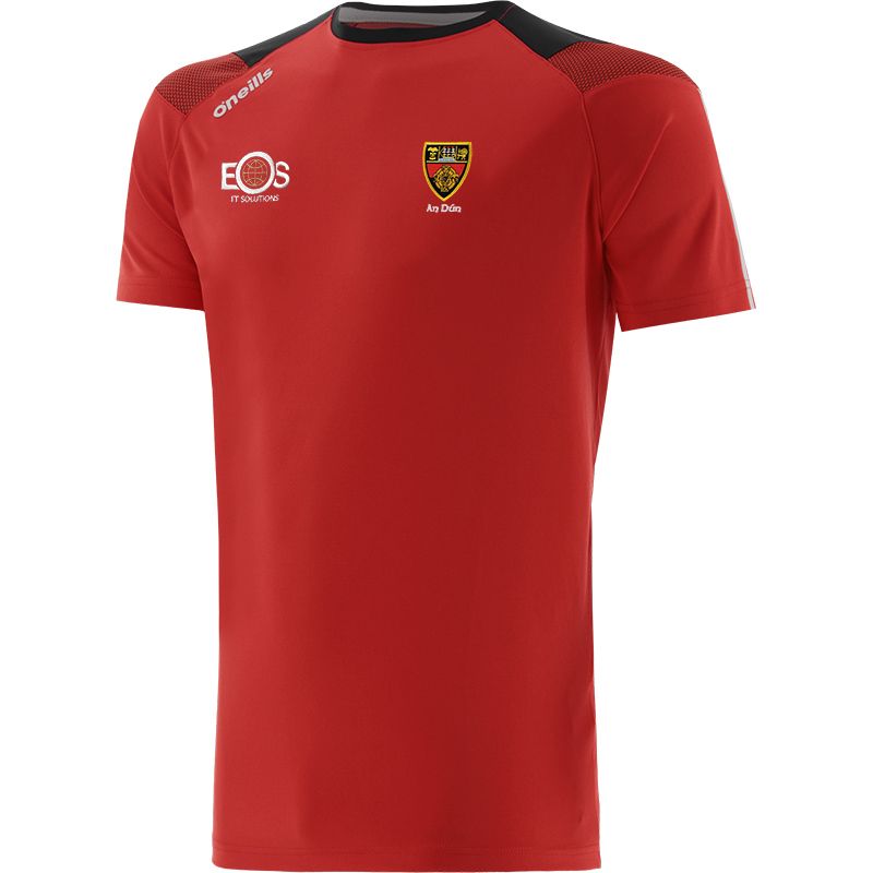 Red Men's Down Rockway GAA T-Shirt with county crest and stripes on the sleeves by O’Neills. 