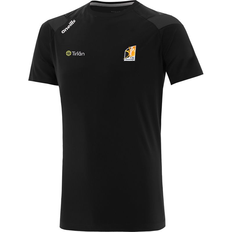 Black Kids' Kilkenny GAA T-Shirt with county crest and stripes on the sleeves by O’Neills. 