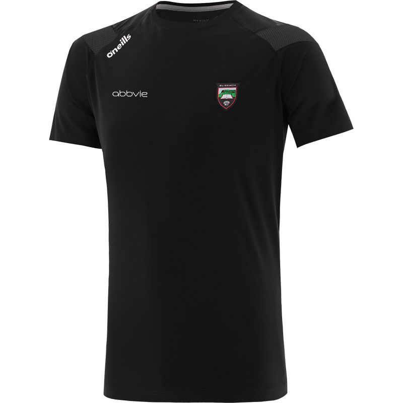 Black Men's Sligo GAA T-Shirt with county crest and stripes on the sleeves by O’Neills. 