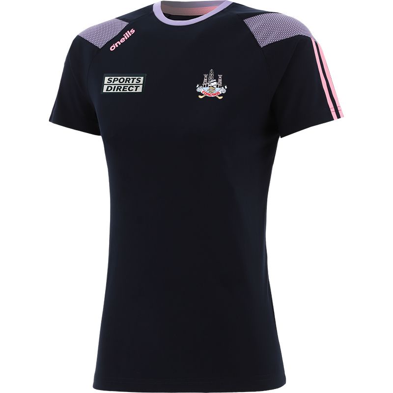 Marine Women's Cork GAA T-Shirt with county crest and stripes on the sleeves by O’Neills. 