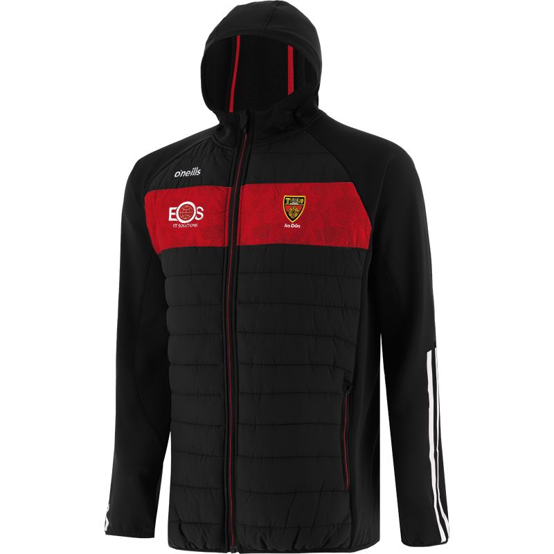 Black Men's Down GAA Rockway Padded Jacket with Hood and Zip Pockets by O’Neills.