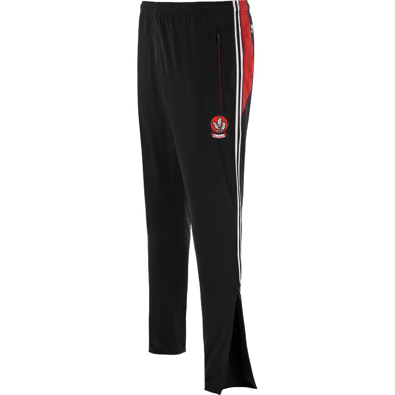 Black Men's Derry GAA Rockway Brushed Skinny Tracksuit Bottoms with the County Crest and Zip Pockets by O’Neills.