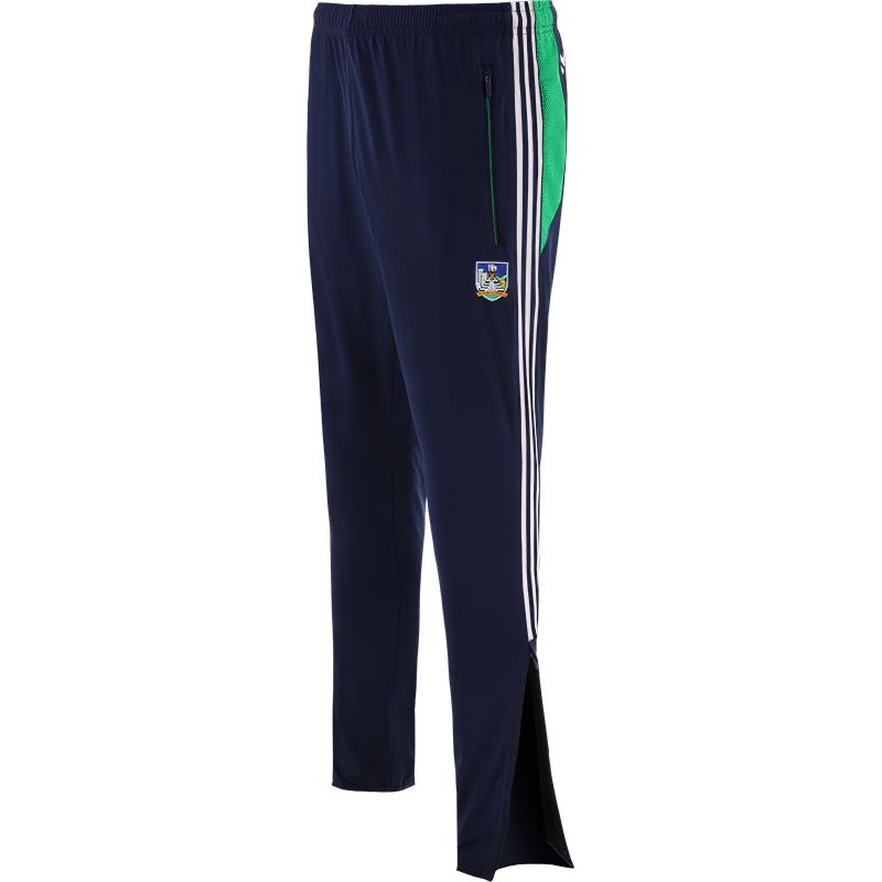 Navy Men's Limerick GAA Rockway Brushed Skinny Tracksuit Bottoms with the County Crest and Zip Pockets by O’Neills.
