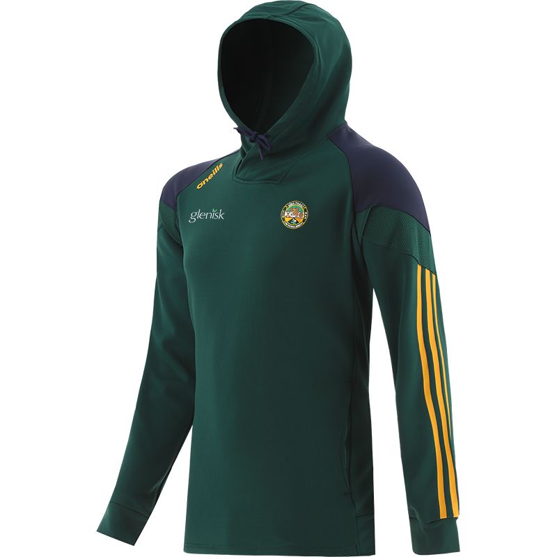Green Offaly GAA Men's Rockway pullover hoodie with zip pockets by O’Neills.