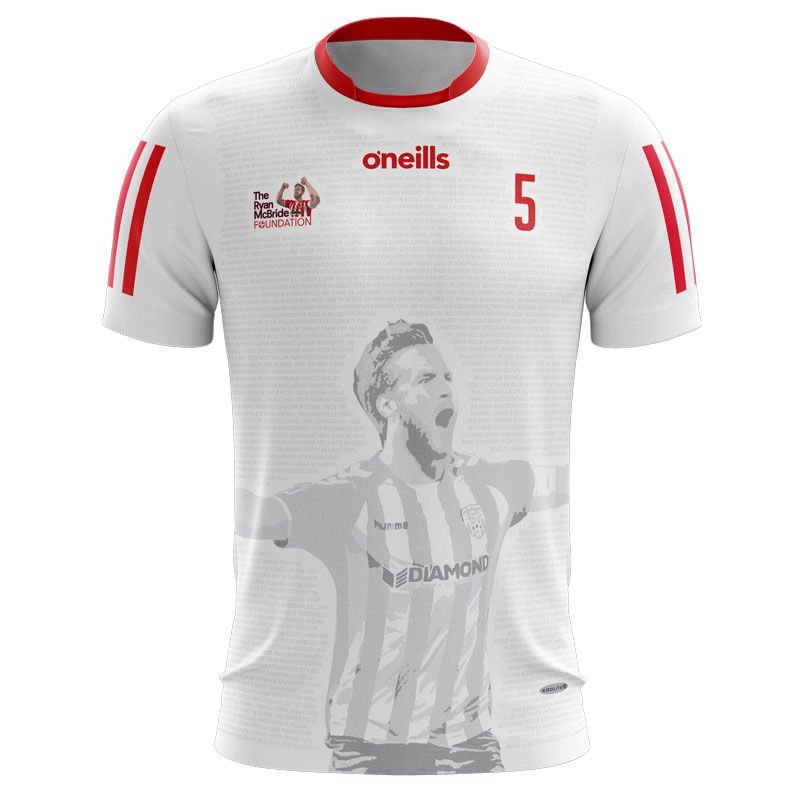 The Ryan McBride Foundation Tight Fit Testimonial Jersey with image of Ryan McBride on the front and names printed by O’Neills