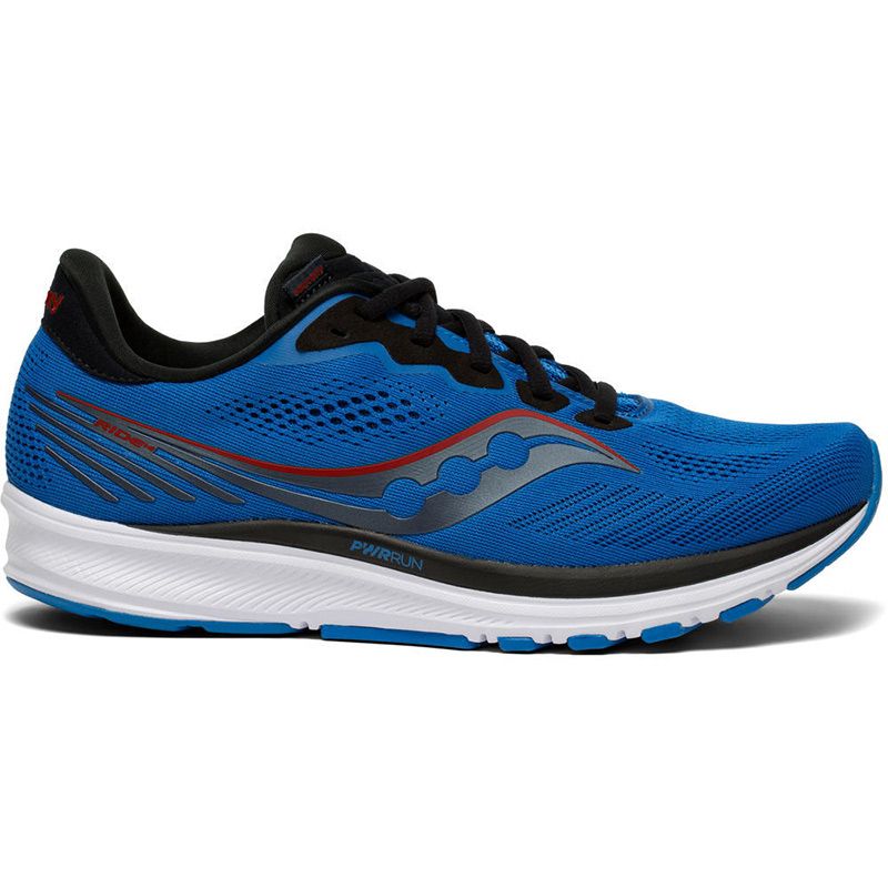 blue and red Saucony men's running shoes with an updated shape and handcrafted feel from O'Neills
