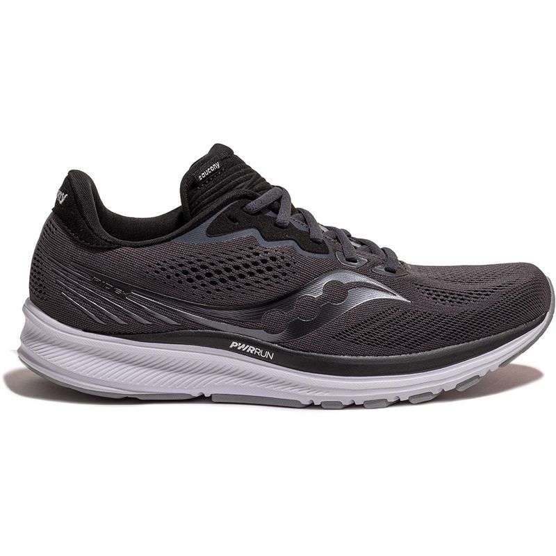 black Saucony Men's Ride 14 running shoes with improved comfort and cushioning from O'Neills