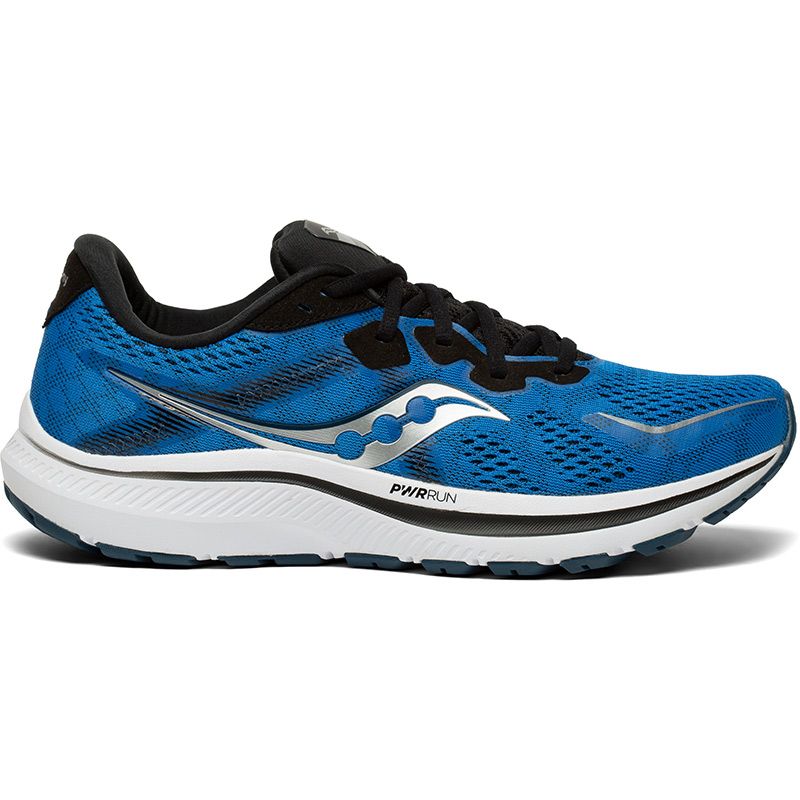 royal and black Saucony men's runners with PWRRUN cushioning for a soft springy feel from O'Neills