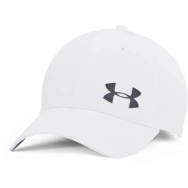 white Under Armour golf cap with a pre-curved visor, structured front panels and a white Under Armour logo from O'Neills