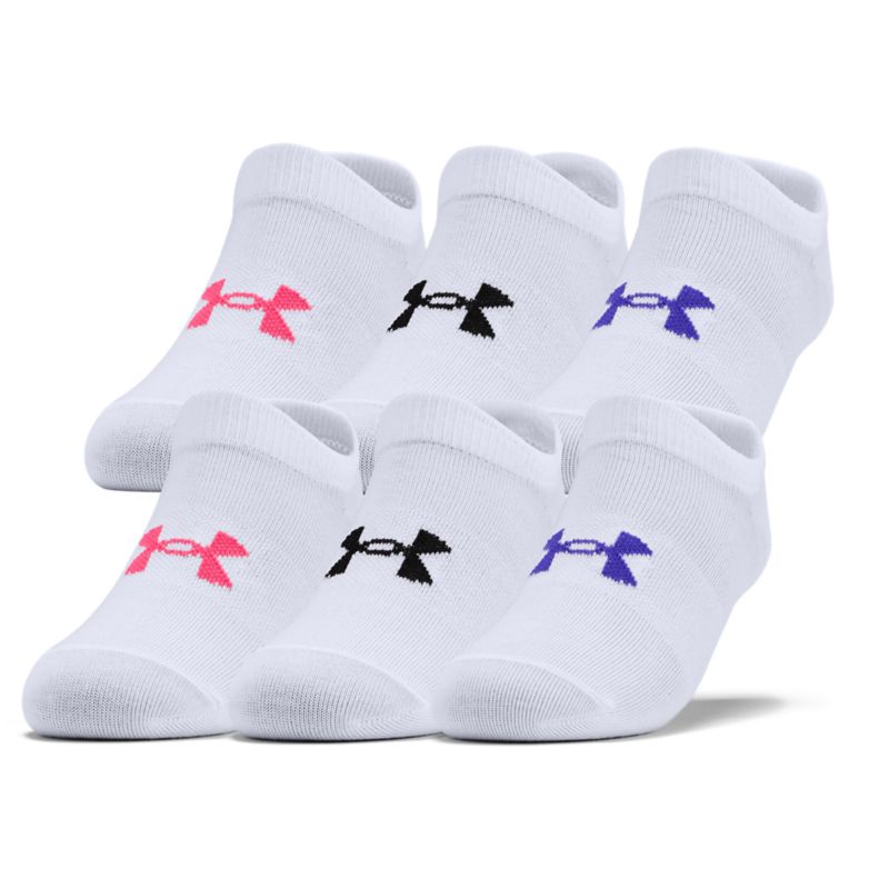 Under Armour Kids' Essential No Show Low Sock 6 Pack White / Cerise ...