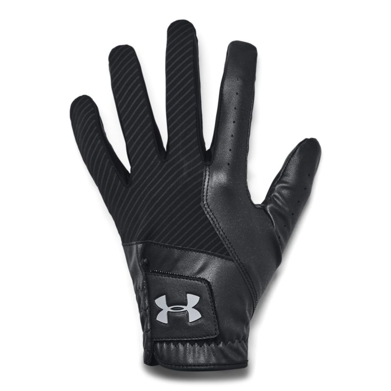 Black Under Armour men's golfing glove, lightweight with a textured palm for enhanced grip from O'Neills