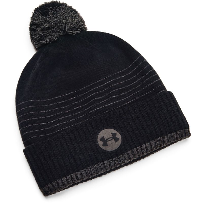 black Under Armour ribbed acrylic bobble hat with a pull on closure from O'Neills