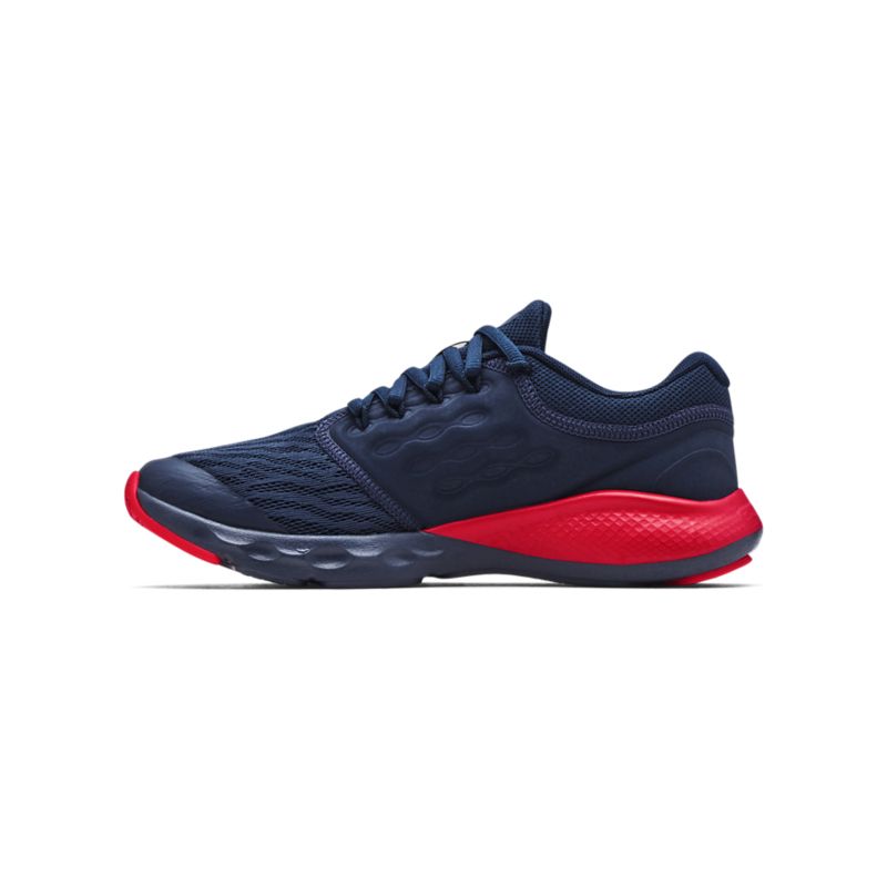 navy and red Under Armour kids running shoes with shock absorbing cushioning from O'Neills