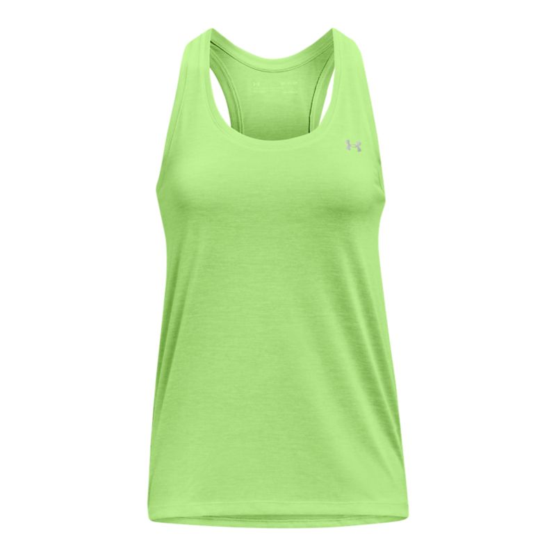 Green Under Armour women's gym vest with UA logo from O'Neills.