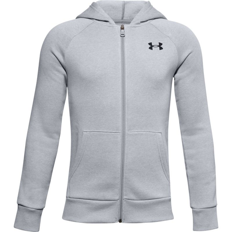 Grey Under Armour boys full zip hoodie with black UA logo on left chest from O'Neills.
