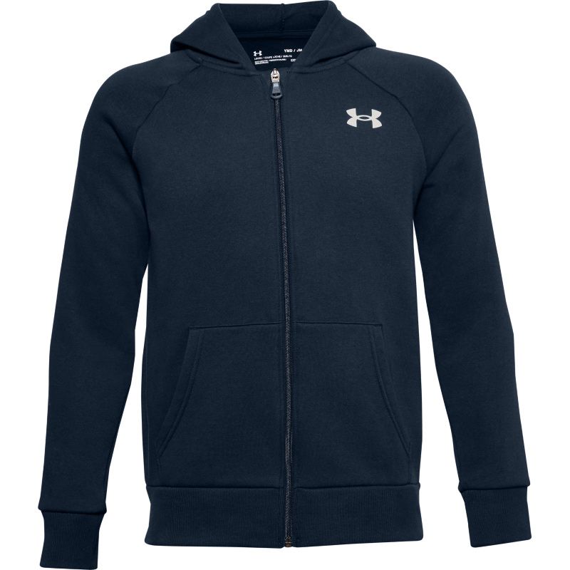 Navy Under Armour boys full zip hoodie with white UA logo on left chest from O'Neills.