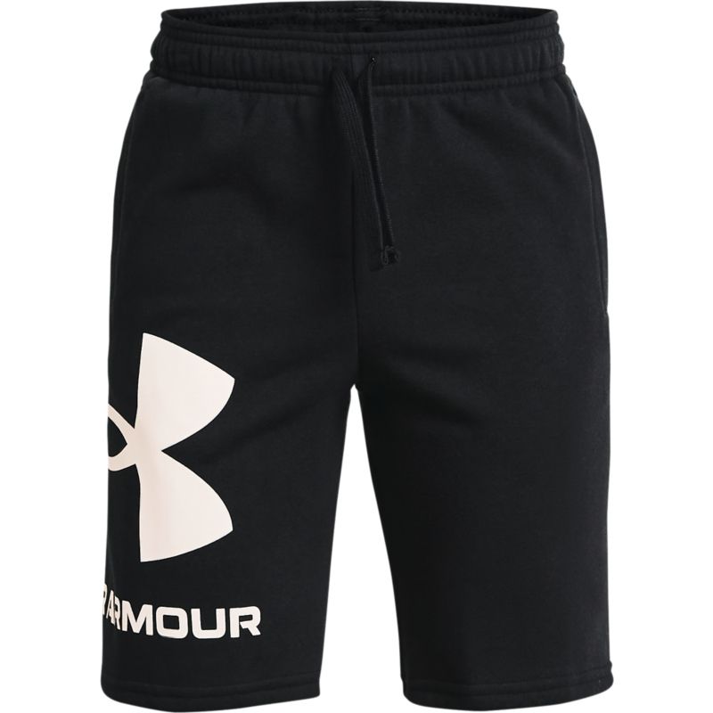 Black Under Armour kids' fleece shorts with elastic waistband from O'Neills.
