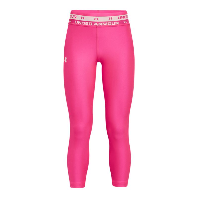 Pink Under Armour girls leggings with mesh panels from O'Neills.