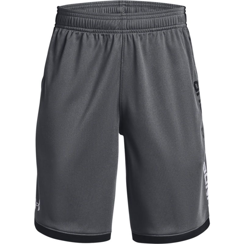 Grey Under Armour boys shorts with mesh panel from O'Neills.