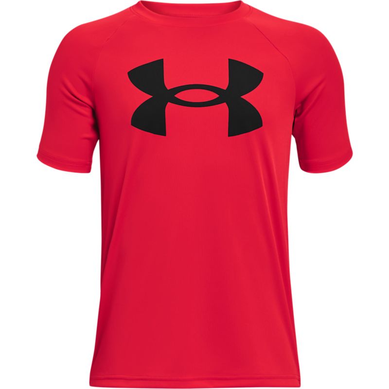 Red and black boys Under Armour t-shirt with short sleeves from O'Neills.