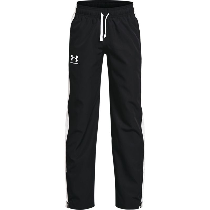 Black Under Armour kids' straight leg joggers with white side stripe from O'Neills.