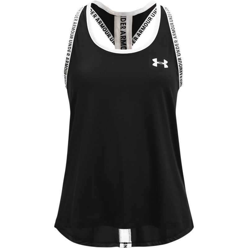 Black Under Armour kids' girls tank top with T-back straps from O'Neills.