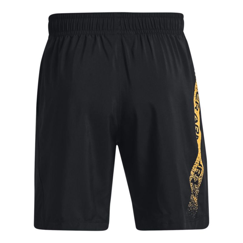 Black Under Armour Men's Woven Graphic Shorts, with open hand pockets from O'Neills