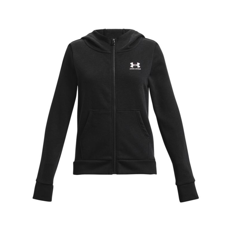 Kids' Black Under Armour Rival Fleece Full-Zip Hoodie, with open hand pockets from O'Neills.