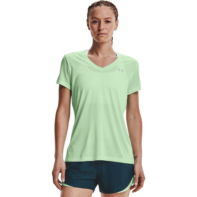 Green Under Armour women's gym t-shirt with v-neck from O'Neills.