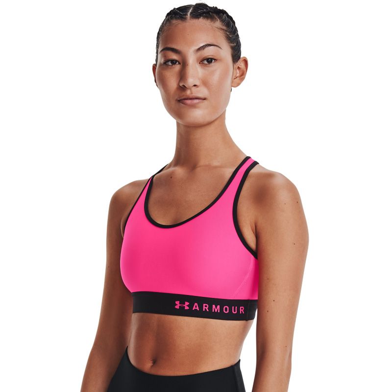 Under Armour Womens Mid Sports Support Bra Top Black Boxing Cycling Gym 