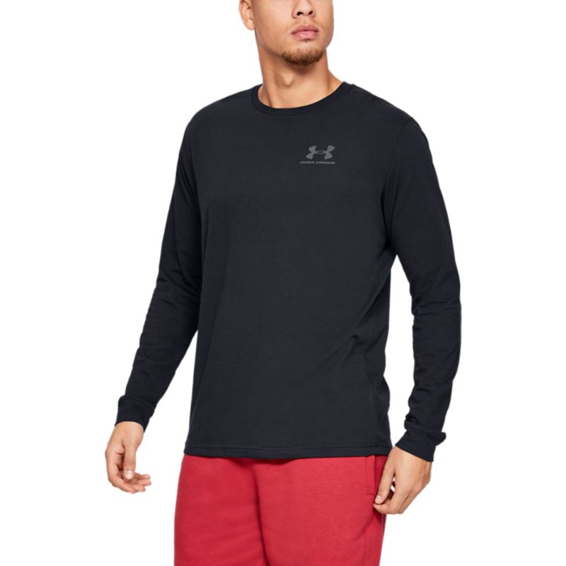 Black Men's Under Armour casual long sleeve t-shirt with UA logo from O'Neills.