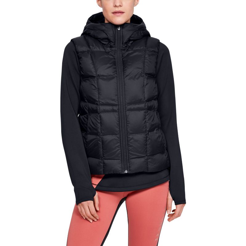 Black Under Armour women's gilet with zip pockets and hood from O'Neills.