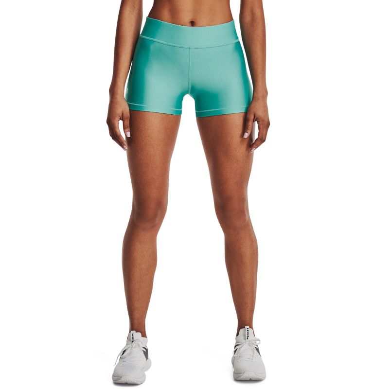 Green Under Armour Women's training mid-rise shorts, with mid-rise encased elastic waistband that sits just right on your hips from O'Neills.