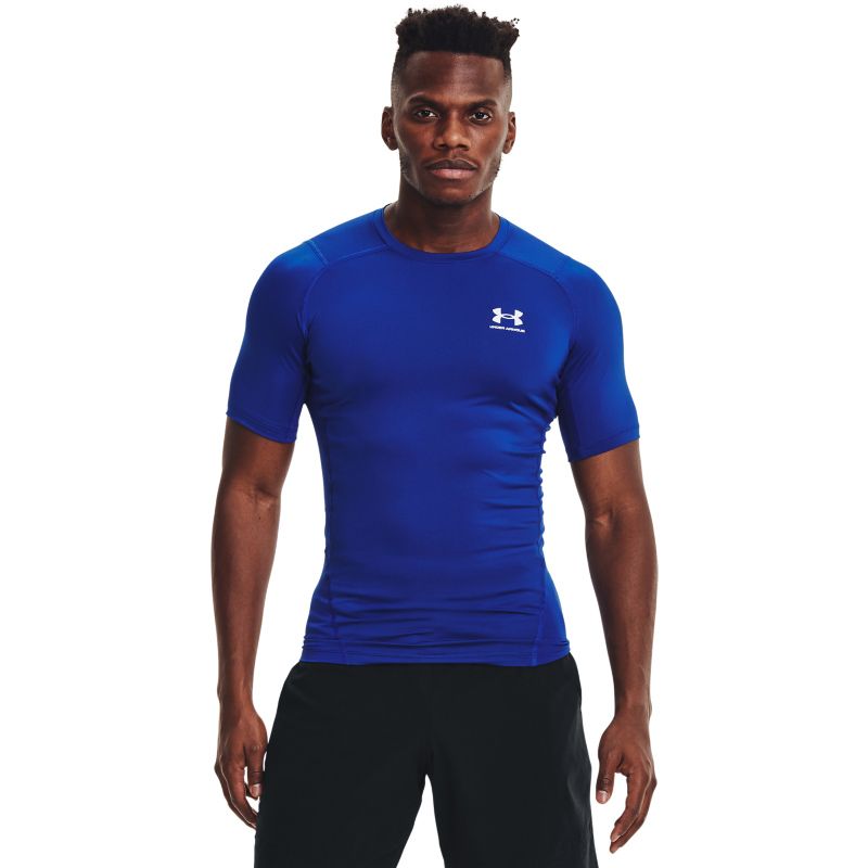 Blue Under Armour men's gym muscle t-shirt with white UA logo on left chest from O'Neills.