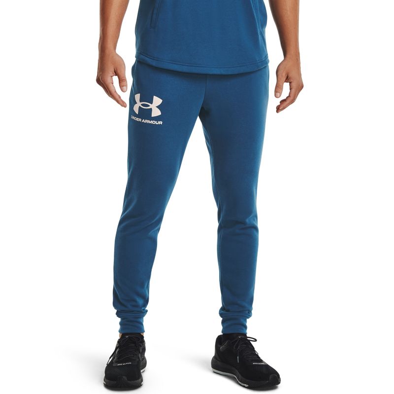 Men's Blue Under Armour Rival Terry Joggers, with open hand pockets from O'Neills.