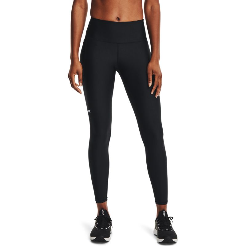 Black Under Armour gym full-length leggings with a high-rise waistband from O'Neills.