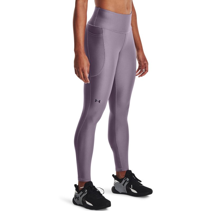 Purple women's Under Armour HeatGear leggings with high rise and side pocket from O'Neills.