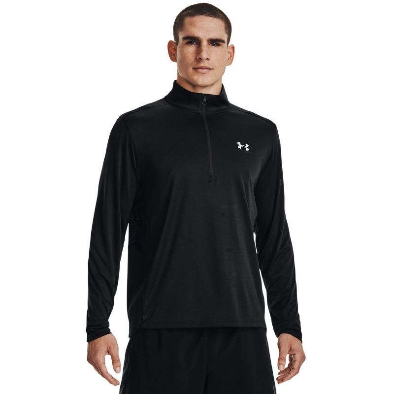 Men's Black Under Armour Speed Stride 2.0 Half Zip Top with soft, ultra-lightweight fabric from O'Neills.