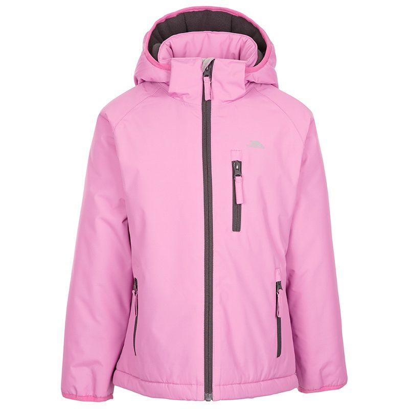 Pink Trespass girls school raincoat with zip pockets from O'Neills.