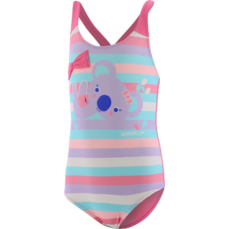 pink, purple and blue Speedo Kids' infant swimsuit with wide cross over straps from O'Neills