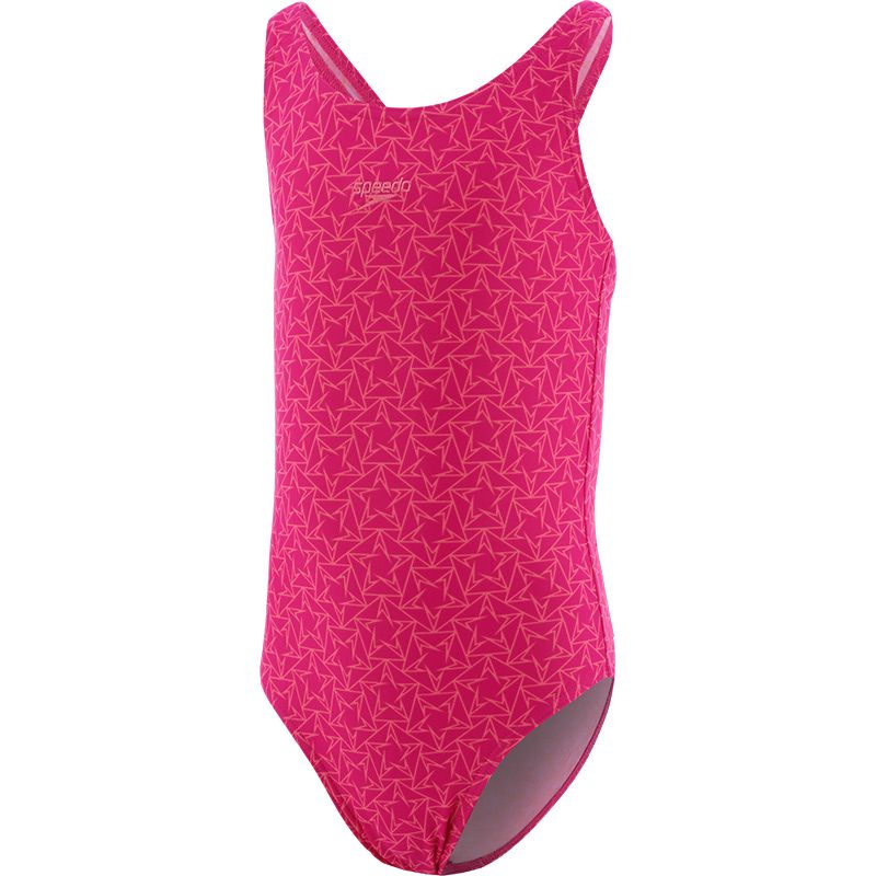 pink Speedo Kids' swimsuit in a muscleback design from O'Neills