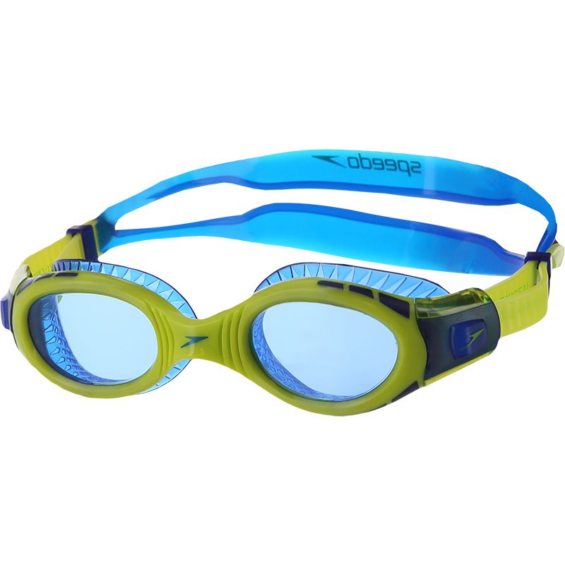 green and blue Speedo kids' swimming goggles with a super soft flexible seal from O'Neills