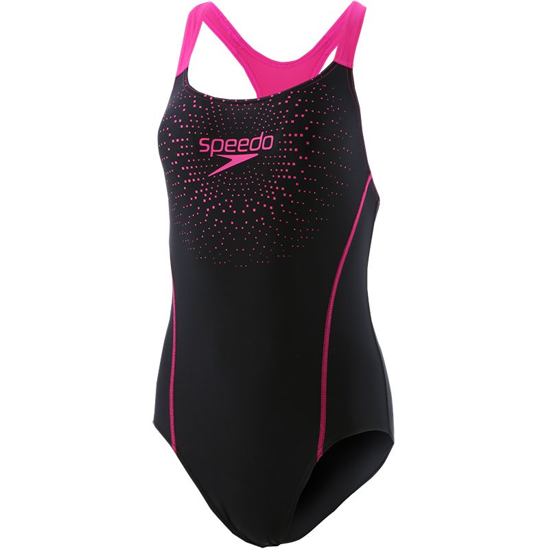 black and pink Speedo women's swimsuit in a muscleback design from O'Neills