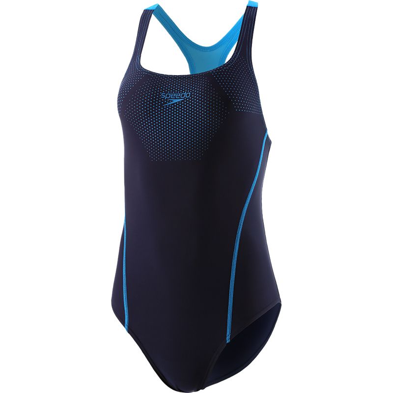 navy and blue Speedo women's swimsuit in a medalist design from O'Neills